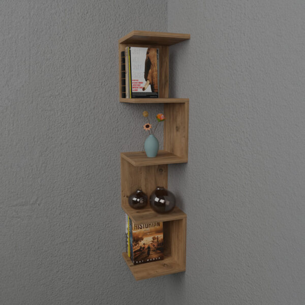 Ραφιέρα τοίχου Zigzag pakoworld oak μελαμίνης 25x25x109εκ - Image 2
