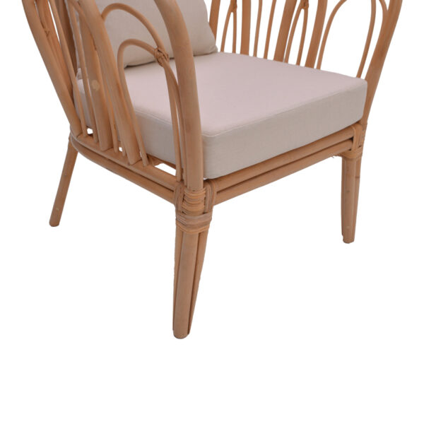 Πολυθρόνα Tania pakoworld φυσικό rattan-λευκό μαξιλάρι 76x76x76εκ - Image 8