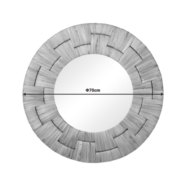 Καθρέπτης Adloms Inart ξύλο σε φυσική απόχρωση Φ70x6εκ - Image 2