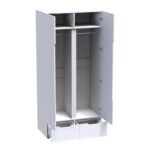 Ντουλάπα δίφυλλη Afina pakoworld mdf σε λευκή glossy απόχρωση 100x57x213εκ - Image 3