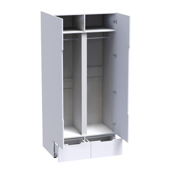 Ντουλάπα δίφυλλη Afina pakoworld mdf σε λευκή glossy απόχρωση 100x57x213εκ - Image 3