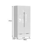 Ντουλάπα δίφυλλη Afina pakoworld mdf σε λευκή glossy απόχρωση 100x57x213εκ - Image 4