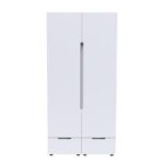 Ντουλάπα δίφυλλη Afina pakoworld mdf σε λευκή glossy απόχρωση 100x57x213εκ - Image 5