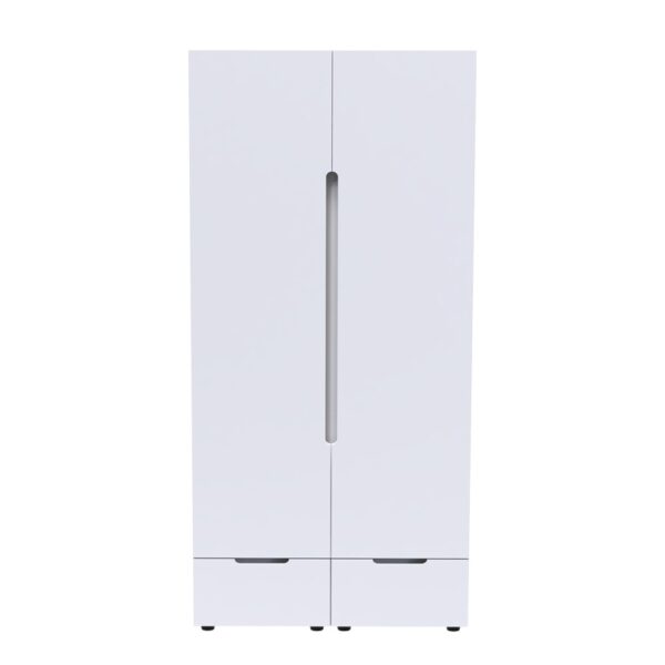 Ντουλάπα δίφυλλη Afina pakoworld mdf σε λευκή glossy απόχρωση 100x57x213εκ - Image 5