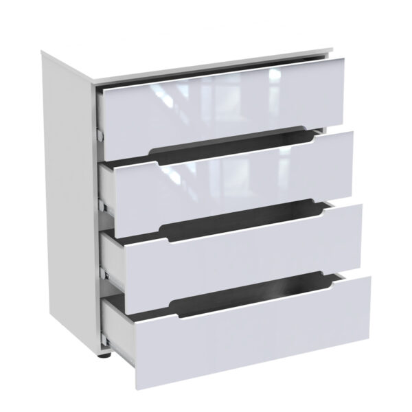Συρταριέρα Afina pakoworld mdf σε λευκή glossy απόχρωση 90x44x101εκ - Image 2