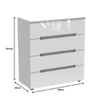 Συρταριέρα Afina pakoworld mdf σε λευκή glossy απόχρωση 90x44x101εκ - Image 3