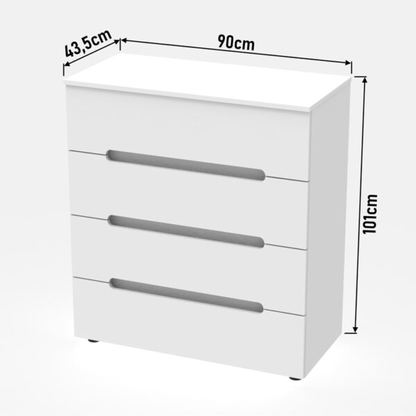 Συρταριέρα Afina pakoworld mdf σε λευκή glossy απόχρωση 90x44x101εκ - Image 6