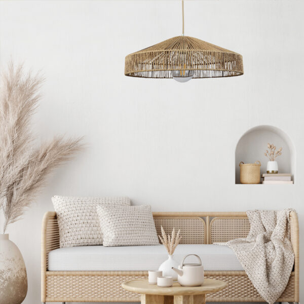 InLight Κρεμαστό φωτιστικό καφέ από σχοινί 1XE27 D:70cm (4029-Α) - Image 3