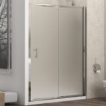 Καμπίνα από τοίχο σε τοίχο με σατινέ κρύσταλλο FLORA 500 Cromo KARAG 120x190cm