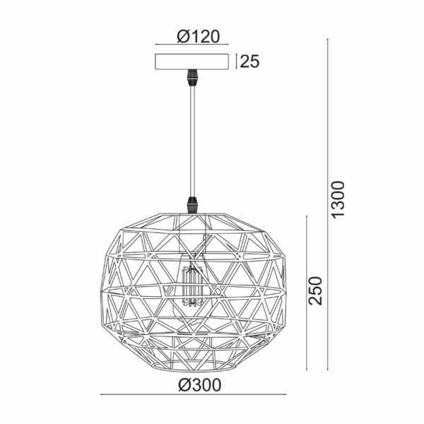 ΚΡΕΜΑΣΤΟ 1ΧΕ27 ΜΕΤΑΛΛΙΚΟ ΜΑΥΡΟ ΠΛΕΓΜΑ Φ30ΧΗ130CM ALADDIN - Image 3
