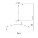 ΚΡΕΜΑΣΤΟ Φ/Σ 1ΧΕ27 ΜΕΤΑΛΛΙΚΟ ΜΑΥΡΟ+ΞΥΛΟ Φ41ΧΗ120CM AENEAS - Image 2