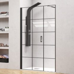 Καμπίνα από τοίχο σε τοίχο με frame κρύσταλλο NERO 5 PORTA Black KARAG 114x200cm (40cm σταθερό)