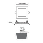 ΝΙΚΕΛ ΜΑΤ ΤΕΤΡΑΓΩΝΟ LED ΠΑΝΕΛ ΧΩΝΕΥΤΟ 18W 4000K 1800Lm 223x223mm 230V AC Ra80 - Image 2