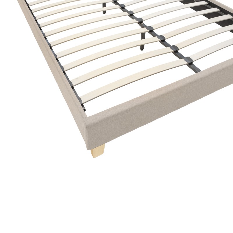 006-000055-3 Κρεβάτι Mago pakoworld ύφασμα σε εκρού απόχρωση με φυσικό ξύλινο πόδι 160x200εκ - Image 4