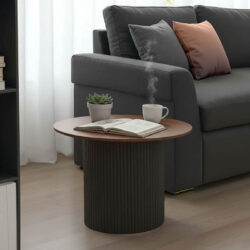 Τραπέζι σαλονιού Dovel pakoworld mdf σε καρυδί-μαυρη απόχρωση Φ70x45εκ