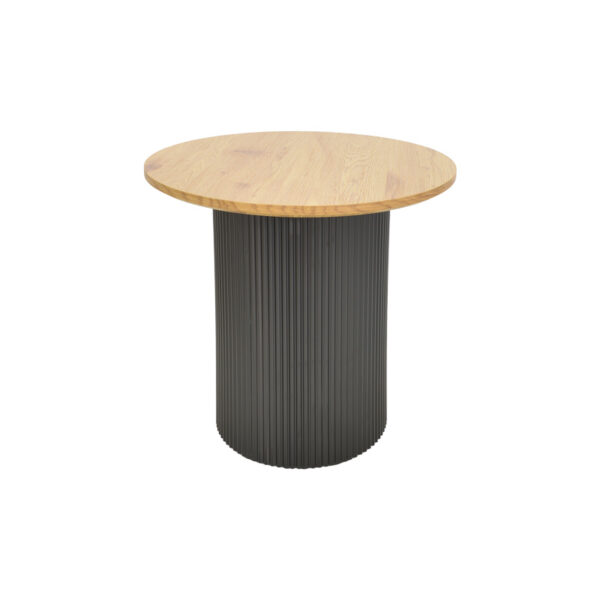 Βοηθητικό τραπέζι Dovel pakoworld mdf σε sonoma -μαύρη απόχρωση Φ50x45εκ - Image 2