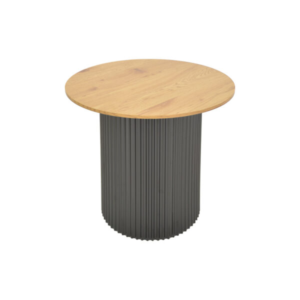 Βοηθητικό τραπέζι Dovel pakoworld mdf σε sonoma -μαύρη απόχρωση Φ50x45εκ - Image 3