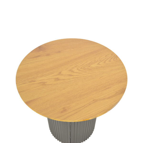 Βοηθητικό τραπέζι Dovel pakoworld mdf σε sonoma -μαύρη απόχρωση Φ50x45εκ - Image 4