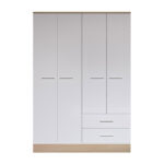 Ντουλάπα ρούχων Harmony pakoworld τετράφυλλη σε oak-λευκή απόχρωση 137x52x198εκ