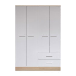 Ντουλάπα ρούχων Harmony pakoworld τετράφυλλη σε oak-λευκή απόχρωση 137x52x198εκ