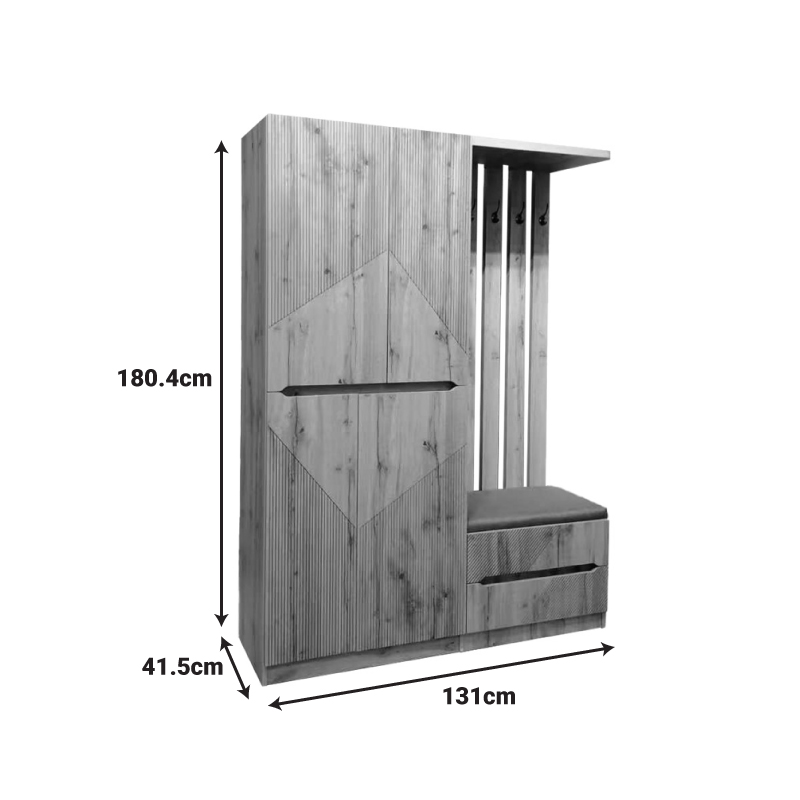 049-000114-4 Έπιπλο εισόδου Zomie pakoworld σε oak απόχρωση 131x41.5x180.4εκ - Image 5