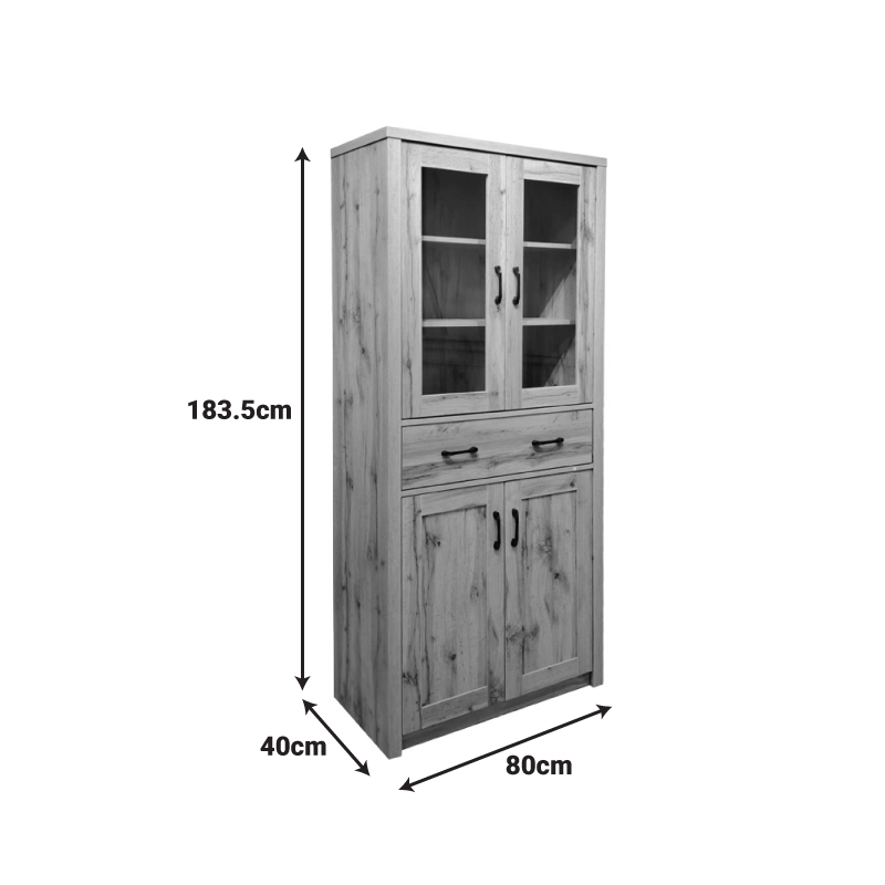 049-000116-4 Βιτρίνα-ντουλάπα Nisso pakoworld σε oak απόχρωση 80x40x183.5εκ - Image 5
