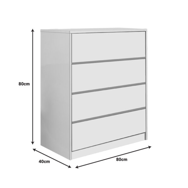 Συρταριέρα Kuanger pakoworld mdf σε λευκή απόχρωση 80x40x80εκ - Image 3