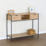 Κονσόλα Regando pakoworld σε oak απόχρωση με μαύρο μέταλλο 100x35x80εκ - Image 2