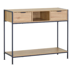 Κονσόλα Regando pakoworld σε oak απόχρωση με μαύρο μέταλλο 100x35x80εκ