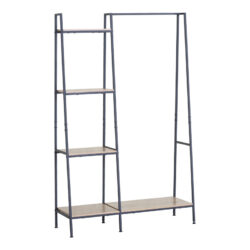 Έπιπλο εισόδου-ραφιέρα Herevy pakoworld σε oak απόχρωση με μαύρο μέταλλο 101x35x160εκ