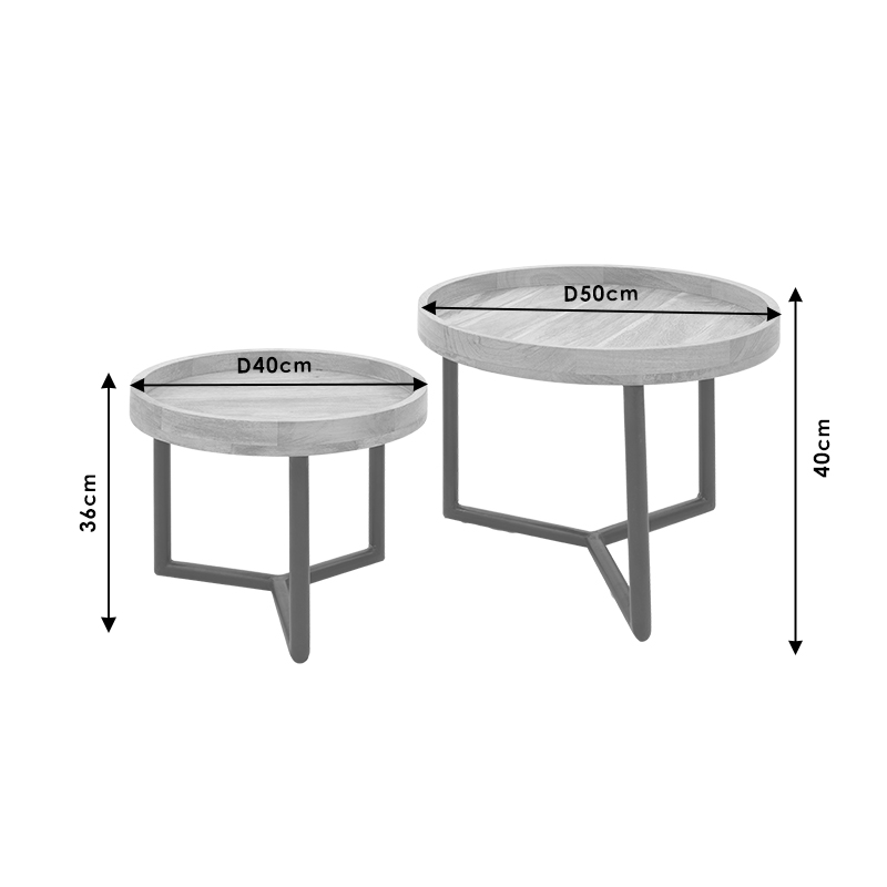 113-000014-4 Τραπέζι σαλονιού Kelly σετ 2τεμ pakoworld μασίφ ξύλο φυσικό-μαύρο - Image 6