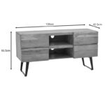 Έπιπλο τηλεόρασης Dervie pakoworld φυσικό μασίφ ξύλο ακακίας 130x43.5x66.5εκ - Image 9