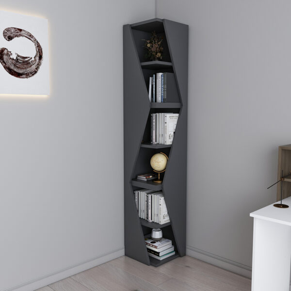 Βιβλιοθήκη στήλη Klaro pakoworld σε ανθρακί απόχρωση 32x32x165εκ - Image 2