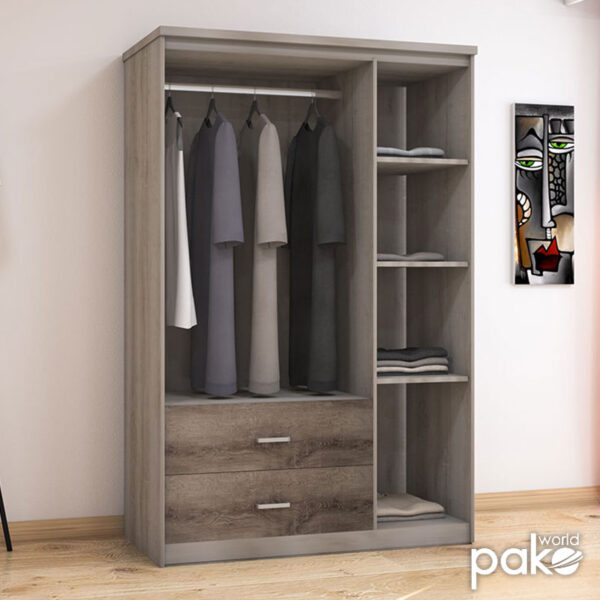 Ντουλάπα ρούχων τρίφυλλη OLYMPUS pakoworld χρώμα castillo-toro 120x57x183εκ - Image 2