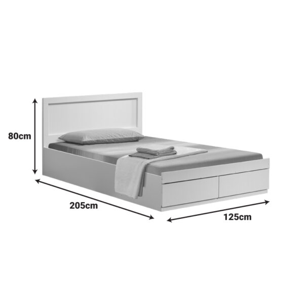 Κρεβάτι Olympus pakoworld με συρτάρι σε λευκή απόχρωση 120x200εκ - Image 7