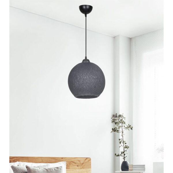 Φωτιστικό οροφής μονόφωτο Leshia pakoworld Ε27 γκρι Φ26x26εκ - Image 2