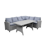 Σαλόνι με αναστρέψιμο καναπέ Flashy pakoworld σετ 3τμχ ύφασμα ανθρακί-rattan ανθρακί