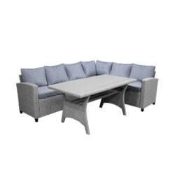 Σαλόνι με αναστρέψιμο καναπέ Flashy pakoworld σετ 3τμχ ύφασμα ανθρακί-rattan ανθρακί