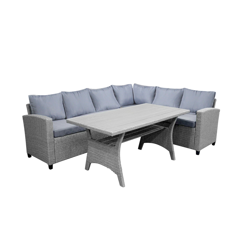 152-000061 Σαλόνι με αναστρέψιμο καναπέ Flashy pakoworld σετ 3τμχ ύφασμα ανθρακί-rattan ανθρακί