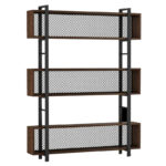 Βιβλιοθήκη Fifer pakoworld καρυδί-μαύρο 120x27x185εκ