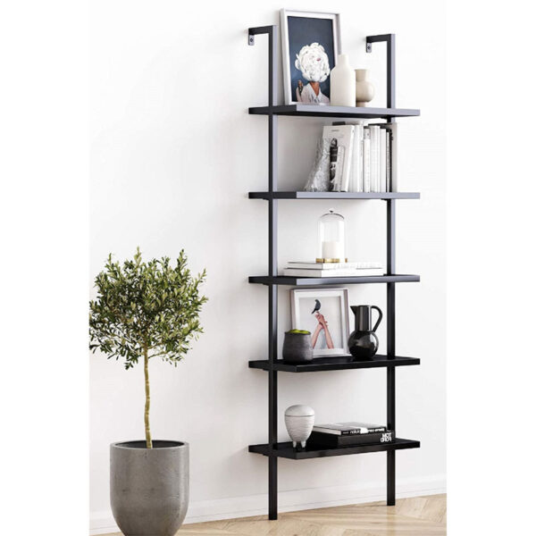 Ραφιέρα τοίχου Harris pakoworld σε μαύρη απόχρωση 60x22x200εκ - Image 2