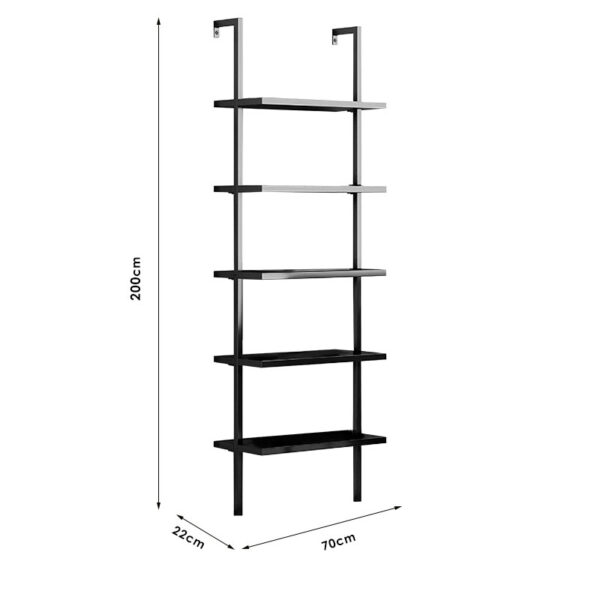 Ραφιέρα τοίχου Harris pakoworld σε μαύρη απόχρωση 60x22x200εκ - Image 3