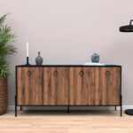Μπουφές Twely pakoworld μελαμίνης καρυδί-μαύρο 160x40,5x79εκ - Image 3