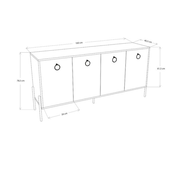 Μπουφές Twely pakoworld μελαμίνης καρυδί-μαύρο 160x40,5x79εκ - Image 5