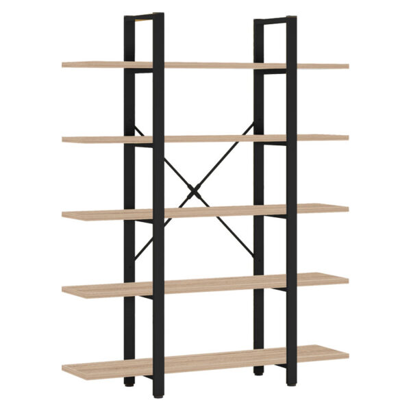 Βιβλιοθήκη Esthon pakoworld φυσικό-μαύρο μέταλλο 120x28x184εκ