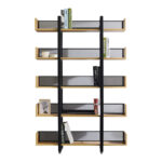 Βιβλιοθήκη Musha pakoworld μέταλλο μαύρο με oak απόχρωση 120x22x185εκ - Image 2
