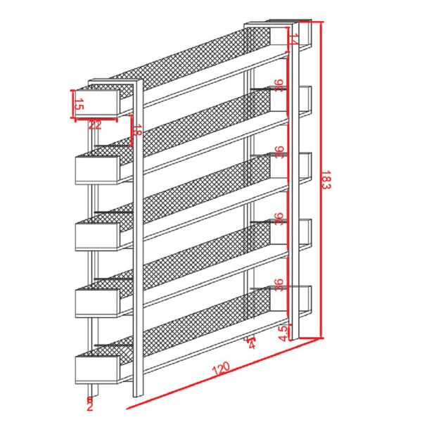 Βιβλιοθήκη Musha pakoworld μέταλλο μαύρο με oak απόχρωση 120x22x185εκ - Image 3