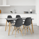 Τραπεζαρία Natali-Julita pakoworld σετ 5τεμ μαύρο-φυσικό 120x80x76εκ