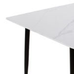 Τραπεζαρία Gustas-Bella pakoworld σετ 5τμχ  λευκό μαρμάρου sintered stone-γκρι βελούδο 120x60x75εκ - Image 6