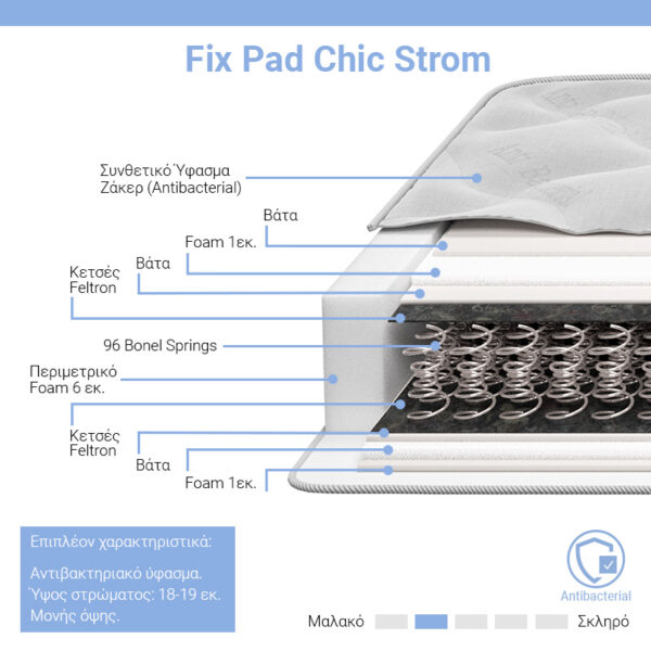 Στρώμα Fix Pad Chic Strom μονής όψης 18-19cm 160x200εκ - Image 2